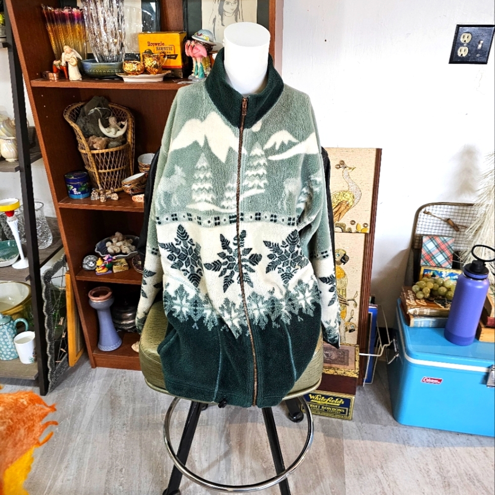 Vintage 1990s Winter Graphic Fuzzy Jacket